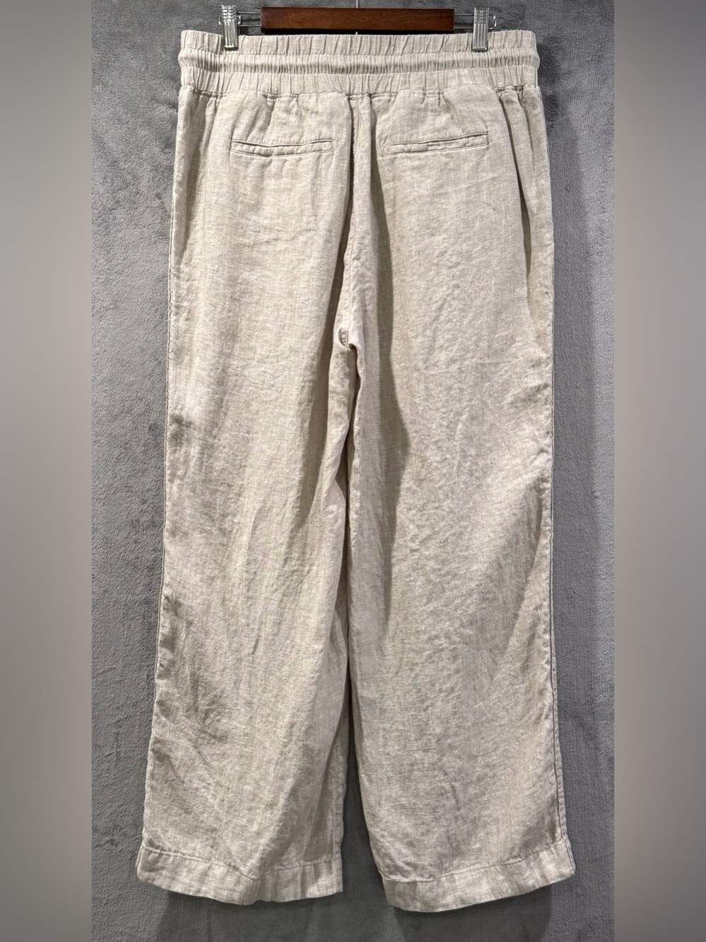 Quince Wide Leg Pants Womens Large Beige 100% European Linen Relaxed Resortwear - Picture 6 of 9